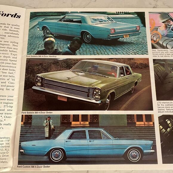 1966 Ford Fairlane Falcon Mustang Thunderbird Wagons Cars Sales Brochure - Picture 3 of 9